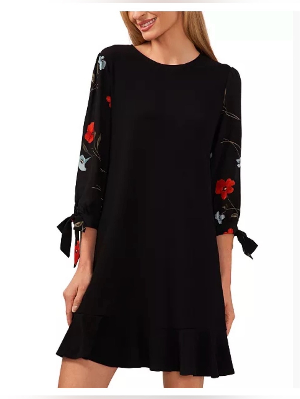 NWT CeCe Women's Floral Printed Sleeve Knit Shift Dress